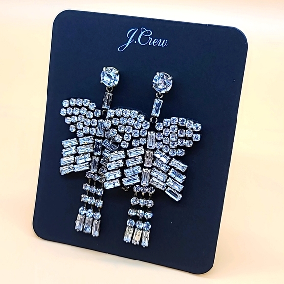New in Bag! J. Crew "Les Velvet" Sparkly Rhinestone Posts w Cascading Baguettes! - Picture 2 of 8